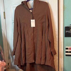 NWT Brown Button-Front  Tunic Dress Size Medium